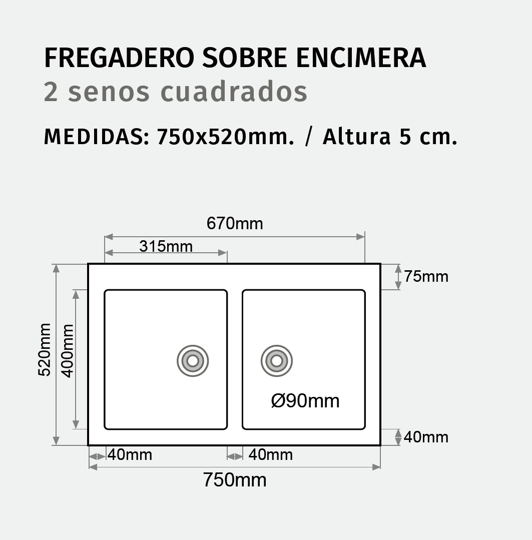 Fregadero Sobre Encimera Modelo Braco Syan Marmoles Goama