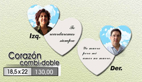 FOTO PORCELANA FORMA COMBI- DOBLE  CORAZON 3D