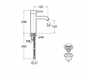 MONOMANDO DE LAVABO CAÑO MEDIO LANTA  ROCA A5A3C11C00.