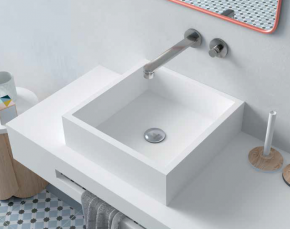 Lavabo Solid Surface Quadro sobre encimera. anywaysolid