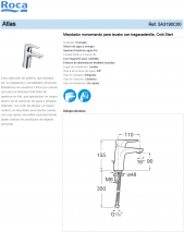 GRIFO PARA LAVABO CON CADENILLA  COLD START ROCA  A5A3190C00