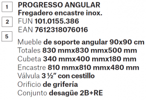 FREGADERO PROGRESSO ANGULAR FRANKE  1010155386