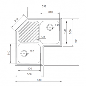 FREGADERO PROGRESSO ANGULAR FRANKE  1010155386