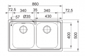 FREGADERO DE ACERO INOXIDABLE MODELO SMAR 620  FRANKE 1010501823