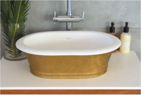 Lavabo sobre encimera acabado gold clasic. Sanyces