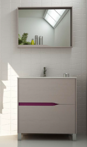 Mueble de baño de madera 2 cajones con patas Gobi. Navamuel