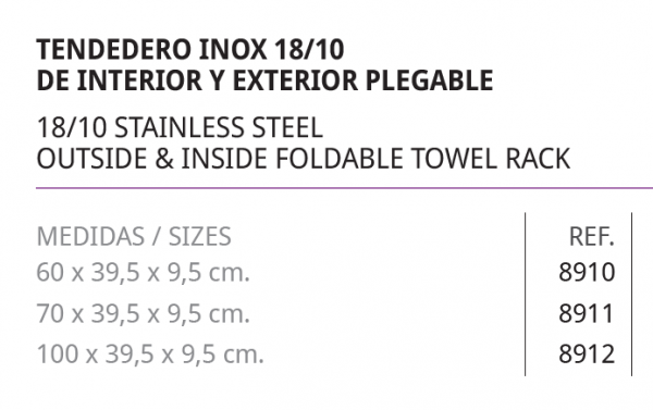 TENDEDERO INOX 18-10 DE INTERIOR Y EXTERIOR PLEGABLE