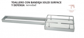 BELTRAN TOALLERO CON BANDEJA SOLID SURFACE Y DEFENSA DISEÑO TURÍN NOVEDAD 