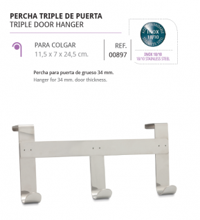 PERCHA TRIPLE DE PUERTA 00897 DE BELTRAN