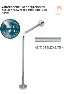 BELTRAN ASIDERO SENCILLO DE FIJACIÓN EN SUELO Y PARA PARED INODORO INOX 18/10