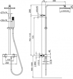 GME CONJUNTO DE DUCHA TERMOSTÁTICA QUADRA ÉLITE 3012/3013