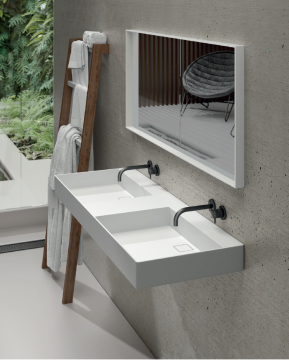 Lavabo solid surface Flat a pared, Bold