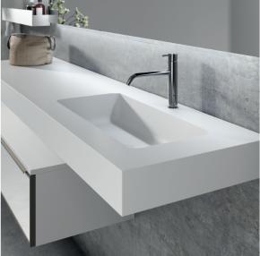 Lavabo Solid surface a medida, wall qube, con senos distinta medida