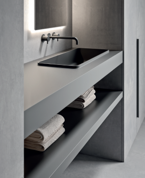 Lavabo solid surface con cubeta semiencastrada wall qube. bold