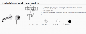 GRIFO DE LAVABO EMPOTRADO MODELO TIME  47535470 GRB NUEVO