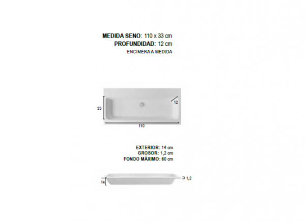 Encimera de Solid Surface CHICLANA con Lavabo Grande a Medida