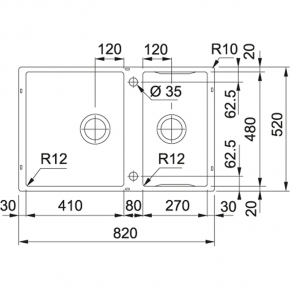 FREGADERO MODELO BOX CENTER BWX 120-41-27  BAJO ENCIMERA  ACERO INOX FRANKE 