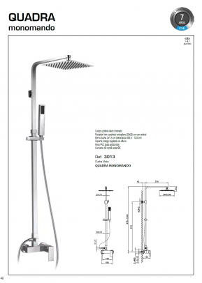 GME CONJUNTO DE DUCHA TERMOSTÁTICA QUADRA ÉLITE 3012/3013