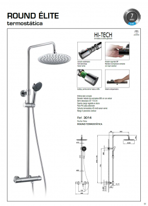 GME CONJUNTO DE DUCHA TERMOSTÁTICA ROUND ÉLITE 3014