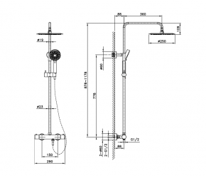 GME CONJUNTO DE DUCHA TERMOSTÁTICA ROUND ÉLITE 3014/3015