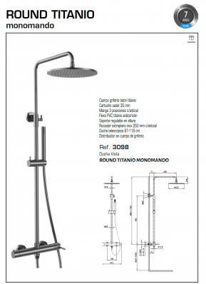 CONJUNTO DUCHA REDONDO TITANIO ROUND GME 3089 NOVEDAD