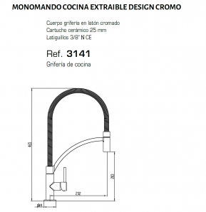 GME GRIFERIA DE COCINA MONOMANDO EXTRAIBLE DESIGN CROMO