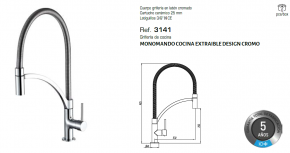 GME GRIFERIA DE COCINA MONOMANDO EXTRAIBLE DESIGN CROMO