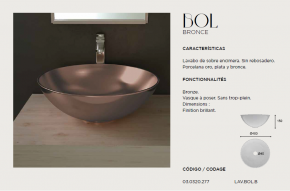  LAVABO DE CERÁMICA SOBRE ENCIMERA BOL BRONCE - DECORATIVO ARTANDBATH