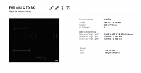 Franke Vitrocerámica FHR 603 C TD BK Cristal 108.0530.022