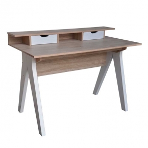 MESA DE ESTUDIO 120 CM MADERA ROBLE Y BLANCO 74570 HISPANOHOGAR