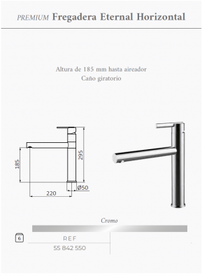 GRIFO DE COCINA ETERNAL HORIZONTAL GROBER