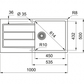 Fregadero Franke una cubeta con escurridor Sirius 2.0 S2D-611-L carbone