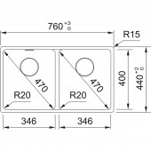 FREGADERO DOS CUBETAS DE ENCASTRE MODELO MARIS  MRG  620 – 35 – 35   FRANKE NUEVO 