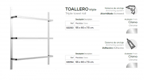 TOALLERO TRIPLE PARA INSTALAR EN MUEBLE, MAMPARA O RADIADOR. BELTRAN 2293  ENVÍO GRATIS A LA PENISULA