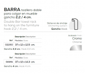 .BARRA TOALLERO DOBLE PARA COLGAR EN MUEBLE 2260 BELTRAN