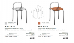 BANQUETA CON RESPALDO DE TUBO MOD. 304 - BELTRAN