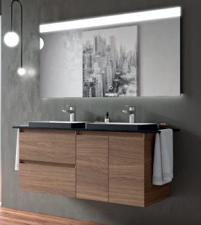 Mueble de baño madera natural modular,2 cajones y 2 puertas Moment. Salgar