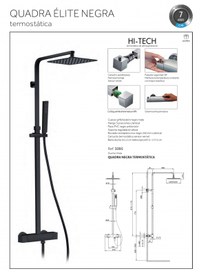 Columna Termostática Negra Quadra Élite 3095 GME 3095