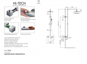 Columna Termostática Negra Quadra Élite 3095 GME 3095