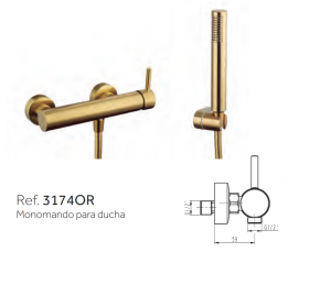 GRIFO DE DUCHA C/KIT SIRIO  ORO GME 3174OR