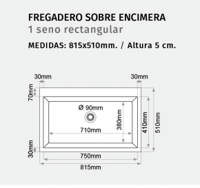 FREGADERO SOBRE ENCIMERA MODELO LAIMA SYAN