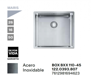 FREGADERO INOX MODELO BOX BXX 110-45  FRANKE 122.0393.807 NOVEDAD