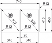 FREGADERO DOS CUBETAS MODELO MARIS BOX BXX 220-34-34 FRANKE 127.0477.270